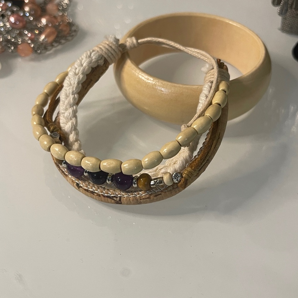 5pc Set Macrame Bracelets, Necklace, Earrings. - image 4